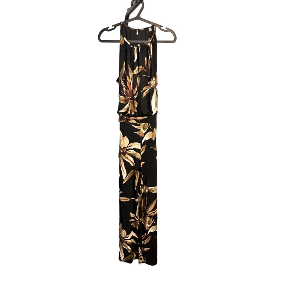 Tahari Black Floral Halter Neck Jumpsuit NWT M - Picture 4 of 6
